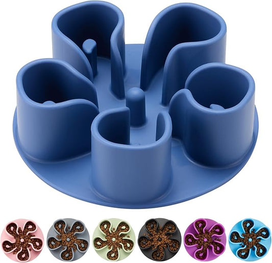 Slow Feeder Dog Bowls Insert, Bestalk Soft Silicone Slow Eating Dog Bowl Insert with Suction Cups for Small, Medium and Large Dogs(Darkblue S)