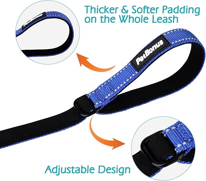 PetBonus Dog Leash Wrist Strap, Safety Strap for Retractable Leash, Lockable Reflective Short Dog Walking Lead with Adjustable Soft Padded Handle, Extra Layer Security for Pet Stroller (Blue)