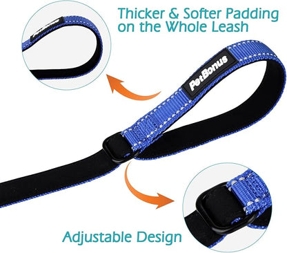 PetBonus Dog Leash Wrist Strap, Safety Strap for Retractable Leash, Lockable Reflective Short Dog Walking Lead with Adjustable Soft Padded Handle, Extra Layer Security for Pet Stroller (Blue)