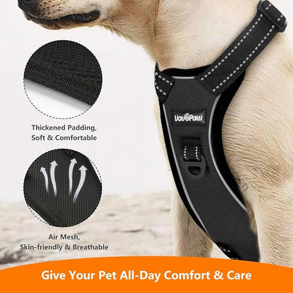 VavoPaw Dog Seat Belt Harness for Car, Dog Car Harness Adjustable Mesh Breathable & Dogs Seatbelt Safety Tether with Elastic Bungee for Small Medium Large Pets(Carbon Black, L)