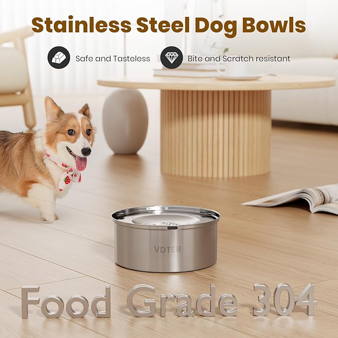 Dog Water Bowl No Spill,3L/101oz Stainless Steel Water Bowl for Dogs, Spill Proof Slow Drinking Dog Water Feeder with Anti-Slip for Medium to Large Messy Drinkers