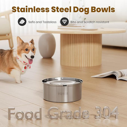 Dog Water Bowl No Spill,3L/101oz Stainless Steel Water Bowl for Dogs, Spill Proof Slow Drinking Dog Water Feeder with Anti-Slip for Medium to Large Messy Drinkers