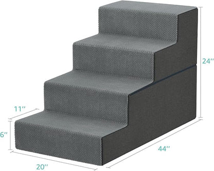 YENING Large Dog Stairs for High Beds - 24 Inches Tall Extra Wide Pet Steps for Large Dogs to Get on Bed 4 Deep Step for Couch