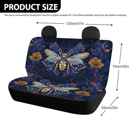 AFPANQZ Bee Car Rear Seat Covers Set Universal Fabric Cloth Car Seat Cover Automatic Backseat Protector Fit SUV Truck Van Dog Back Seats Protection Dust-Proof Washable