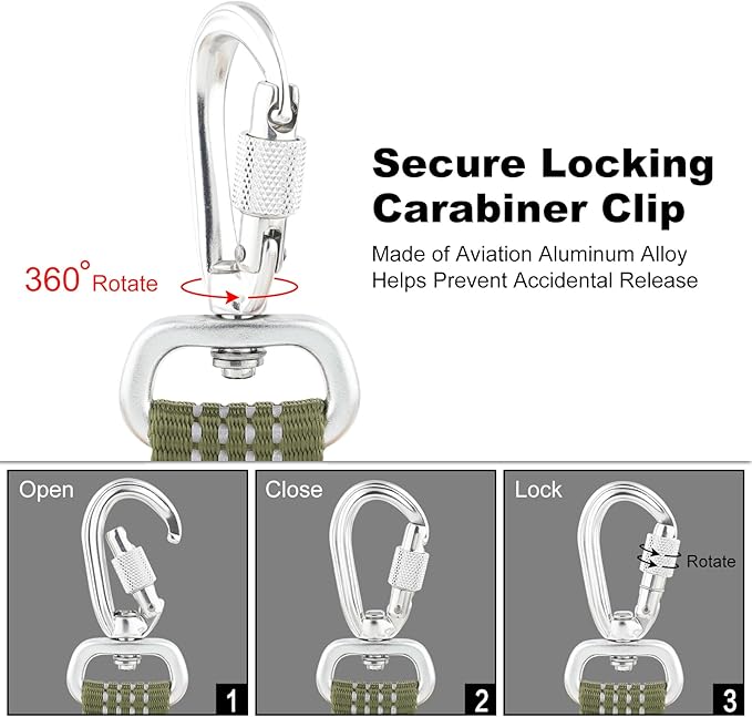 Plutus Pet Heavy Duty Dog Leash with Lockable Aluminum Carabiner, 4/6 Feet Long, Double-Sided Reflective Nylon, Padded Handle, for Puppy, Small, Medium and Large Dogs (Ranger Green, 4/5" x 6')