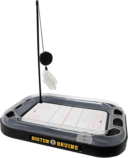 Pets First NHL Boston Bruins Hockey Field Scratching Pad with Interactive Cat Ball Bell Toy Set