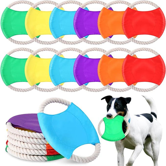 Cunno 36 Pieces Flying Disc Dog Rope Toys Dog Toy Dog Training Toy Assortment Puppy Chew Rope Toy for Large Medium Small Breeds Pet Training Throwing Playing and Teething Clean