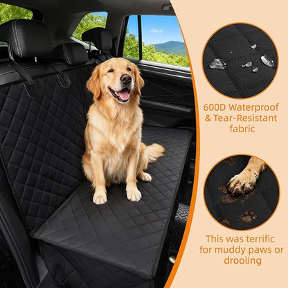 Dog Car Seat Cover for Back Seat - Waterproof Pet Seat Protector with Non-Slip Backing, Universal Fit for Most Cars, SUVs, and Trucks (Black-3,Standard（49" W x 54" L）)