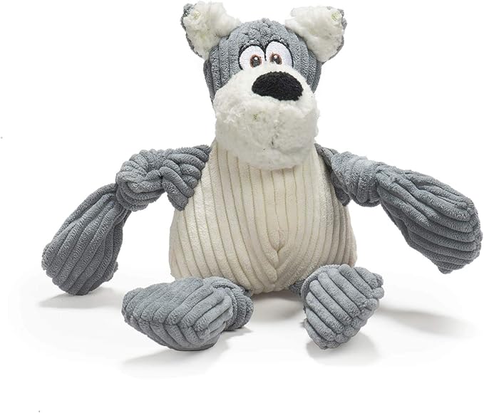 HuggleHounds Knottie Plush Dog Toy - Dog Stuffed Animal Toy, Puppy Toys, Squeaky Dog Toy for Small, Medium & Large Dogs, Soft, Durable Plush to Keep Them Busy - Roscoe HuggleMutt, Small