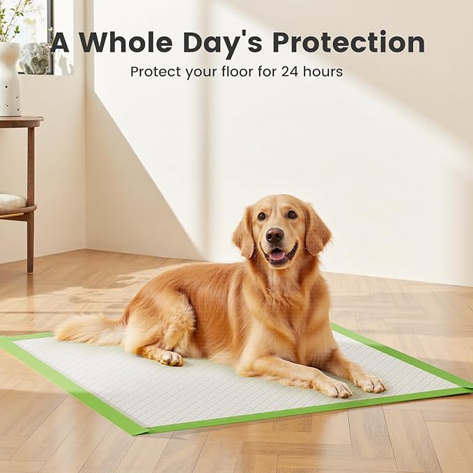 Gardner Pet Dog Pee Pads Extra Large 27.6"x33.5", XL Thicker ECO Green Disposable XLarge Puppy Training Pads Super Absorbent Full Edge-Wrapping Pad for Dogs, Puppies, Doggie, Cats, Rabbits-(30 Count)