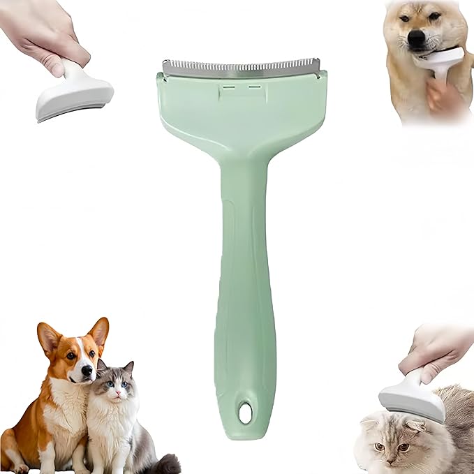V-Tooth Deshedding Comb, Tooth Deshedding Comb for Pets Dog & Cat Grooming Brush Multifunctional Pet Comb with Ergonomic Handle for Shedding, Tight V-Shaped Teeth Shedding Combs (Green, Large)