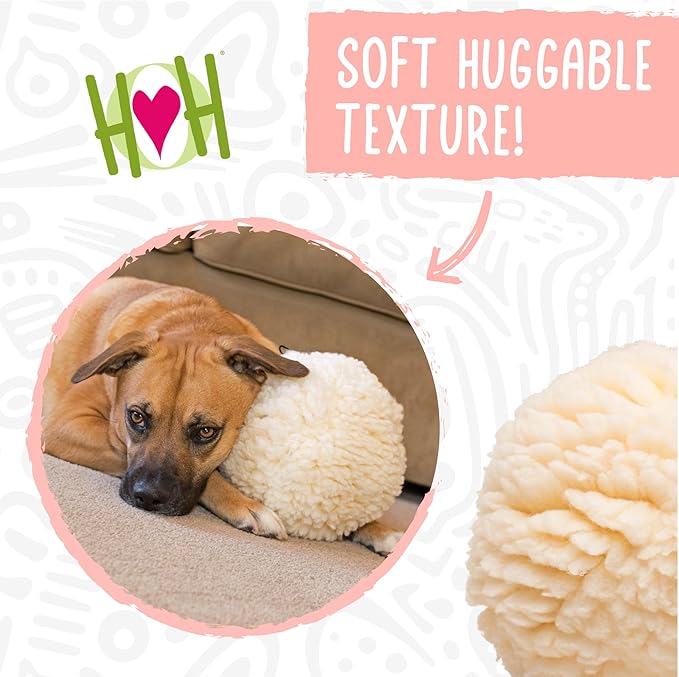 HuggleHounds Plush Ball Dog Toy - Fuzzy Round Ball Dog Toy with Soft Fleece, Durable Stuffed Plush for Small and Large Breeds - 8" HuggleFleece, Large