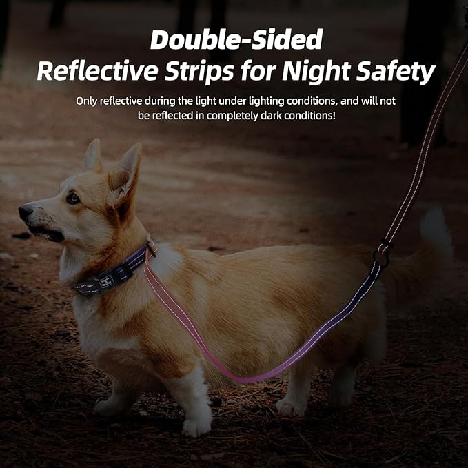 Roses&Poetry Hands Free Dog Leash for Small Dogs, All-in-One Leash & Collar 6.6-8.7ft Adjustable Waist Crossbody Leash for Dog Walking Lightweight with No Metal Clip Running Jogging