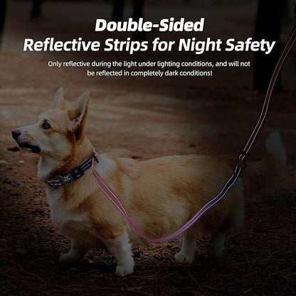 Roses&Poetry Hands Free Dog Leash for Small Dogs, All-in-One Leash & Collar 6.6-8.7ft Adjustable Waist Crossbody Leash for Dog Walking Lightweight with No Metal Clip Running Jogging