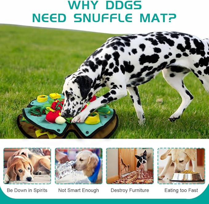 AWOOF Snuffle Mat for Dogs,19" x 19" Interactive Dog Puzzle Toys Encourages Natural Foraging Skills,Durable Dog Feeding Mat for Boredom and Mental Stimulation for Large, Medium and Small Dogs