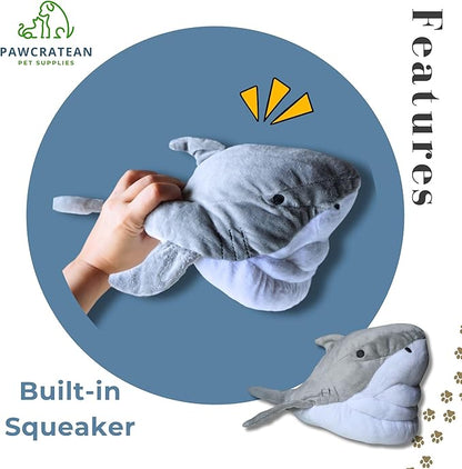 7" Squeaky Plush Toy for Puppies Small Dogs Self Etertainment Washable Soft Made [PET ONLY] (Grey Shark)