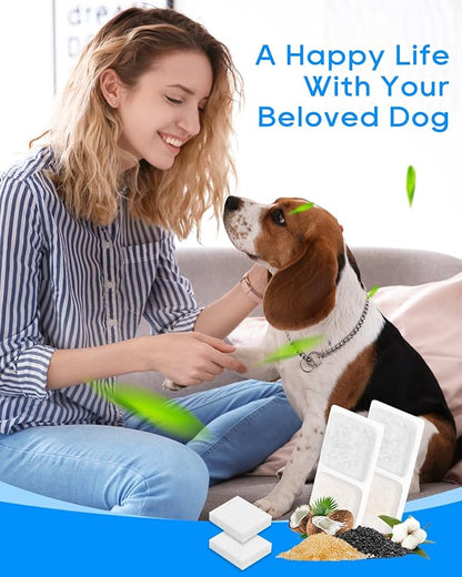 Pet Water Fountain Replacement Filters Compatible with ECOCONUT 3.4Gal/13L Large Dog Water Fountain, Carbon and Sponge Filters for Pet Fountain Water Bowl, Filtered Dog Water Bowl (6 Pack)