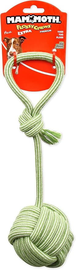 Mammoth Pet Products 43725196: Extra Flossy Chew Monkey Fist Tug w/Loop Handle Dog Toy, 14In