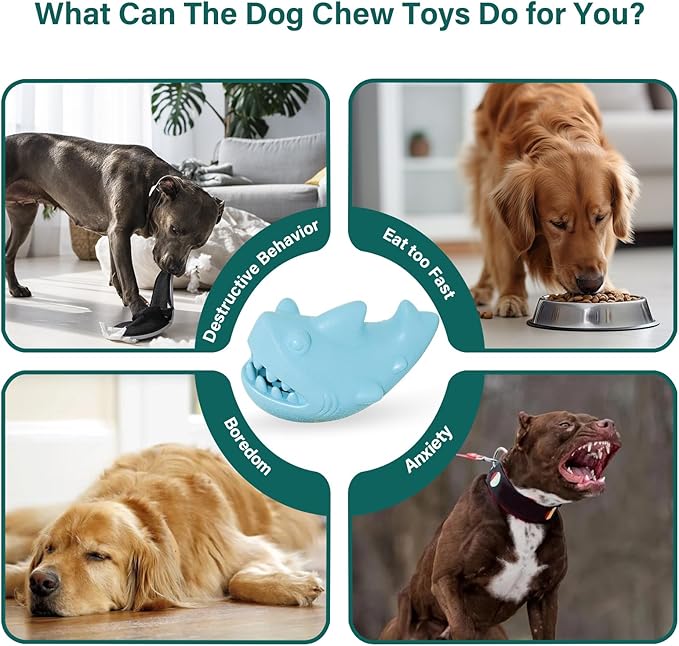 Treat Dispensing Dog Toys for Aggressive Chewers – Durable Natural Rubber Chew Toys for Medium/Large Dogs, Interactive Enrichment Toy Relieves Boredom, Anxiety & Cleans Teeth, Dishwasher Safe