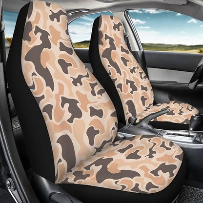 Car Seat Covers 2 Pcs Stretch Polyester Fabric Cover Waterproof Duck Hunter Camouflage Front Seat Cover Anti Slip Universal Size Fit for Most Cars SUVs Trucks Vans