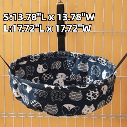 Cat Hammock Lounge Cat Hanging Bed for Cage Kennel Chair with Metal Frame, Adjustable Straps, Built-in Steel Support, Suitable for All Seasons (Yellow,Small)