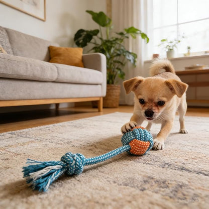 5-Pack Natural Cotton Rope Dog Chew Toys – Puppy Teething & Interactive Tug Toys for Small to Medium Dogs, Durable Knot Design for Aggressive Chewers