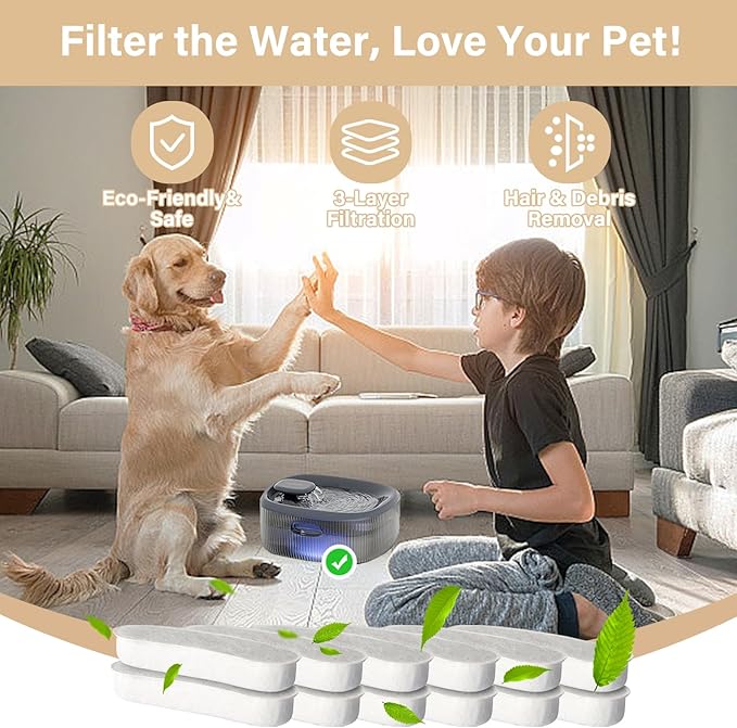 12 Pack Replacement Filters Compatible with WOPET 6L/205oz/1.7Gal Dog Water Fountain, 6 Month Set for Large Dogs Water Bowl Dispenser, Includes 12 Filters