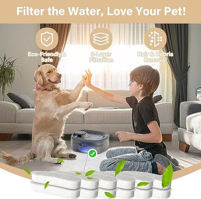 12 Pack Replacement Filters Compatible with WOPET 6L/205oz/1.7Gal Dog Water Fountain, 6 Month Set for Large Dogs Water Bowl Dispenser, Includes 12 Filters