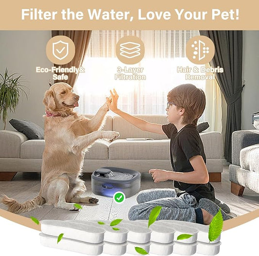 12 Pack Replacement Filters Compatible with WOPET 6L/205oz/1.7Gal Dog Water Fountain, 6 Month Set for Large Dogs Water Bowl Dispenser, Includes 12 Filters