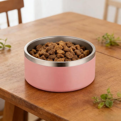 Pink Stainless Steel Dog Bowl 32oz(960ml) Pet Food & Water Bowl, 6.46x2.76 Inches Durable Feeding Bowl for Small to Medium Dogs & Cats