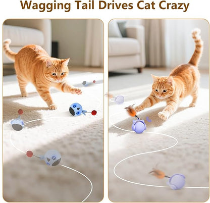 ORSDA 3 PCS Replacement Refills, Cat Toys Feather Tail, Crinkle Balls, Pom Pom Balls for Interactive Kitten Toys, only Suitable T93&T96 Cat Ball Toy