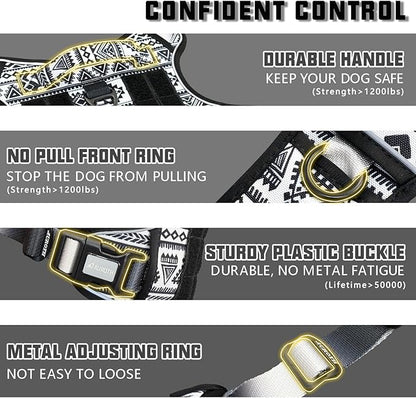 AUROTH Tactical Dog Harness for Large Dogs No Pull Adjustable Pet Harness Reflective K11 Working Training Easy Control Pet Vest Military Service Dog Harnesses