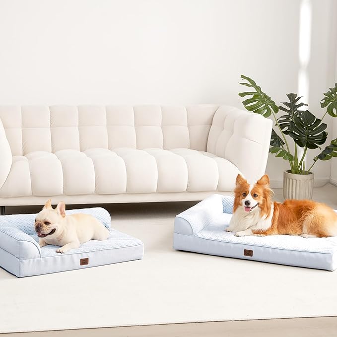 EHEYCIGA XL Dog Bed Memory Foam for Crate, Extra Large Dog Bed Orthopedic with Washable Removable Cover, Waterproof Pet Sofa Couch XLarge Size Dogs, 41x27x6.5, Washblue