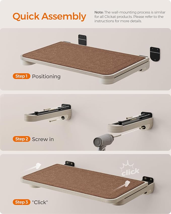 Feandrea Clickat Collection - No.001 Cat Hammock, Extremely Quick Assembly, Unlimited Expandability, Replaceable Module and Fabric, Wall-Mounted Cat Hammock Bed