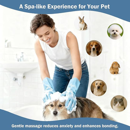 Pet Grooming Gloves Bite-Resistant Pet Bathing Gloves with Anti-Slip Particles, Wet and Dry Use, Safe for All Ages. Great as Dog Brush Glove and Cat Gloves for Grooming