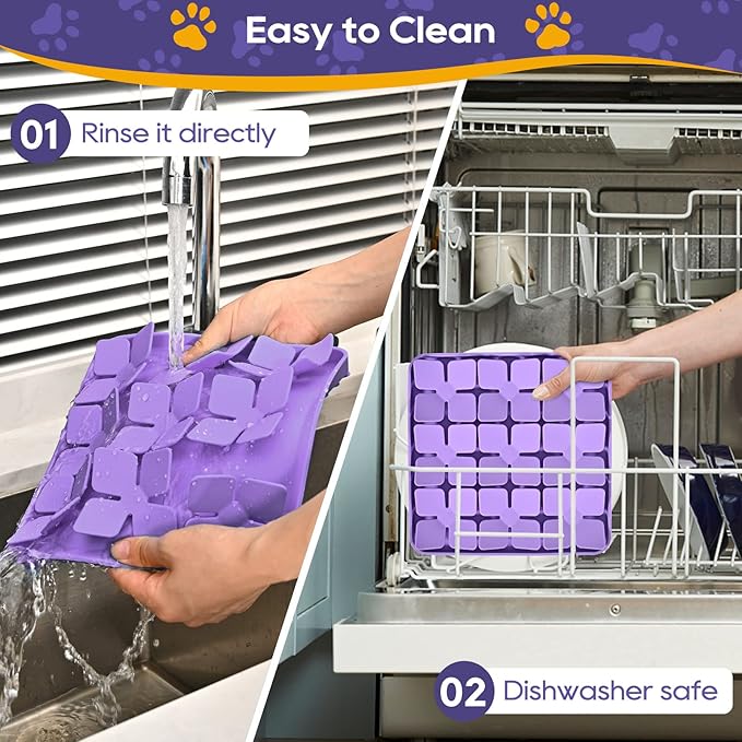 Silicone Snuffle Mat for Dogs, Interactive Dog Puzzle Feeder Sniffing Mat, Dog Licking Mat Enrichment Puzzle Mat for Small Medium Large Breed Dogs Rabbit (Purple)