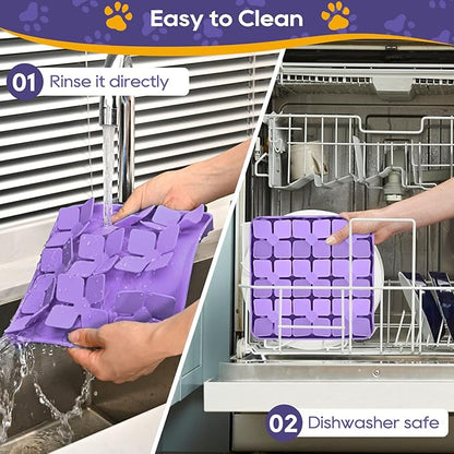 Silicone Snuffle Mat for Dogs, Interactive Dog Puzzle Feeder Sniffing Mat, Dog Licking Mat Enrichment Puzzle Mat for Small Medium Large Breed Dogs Rabbit (Purple)