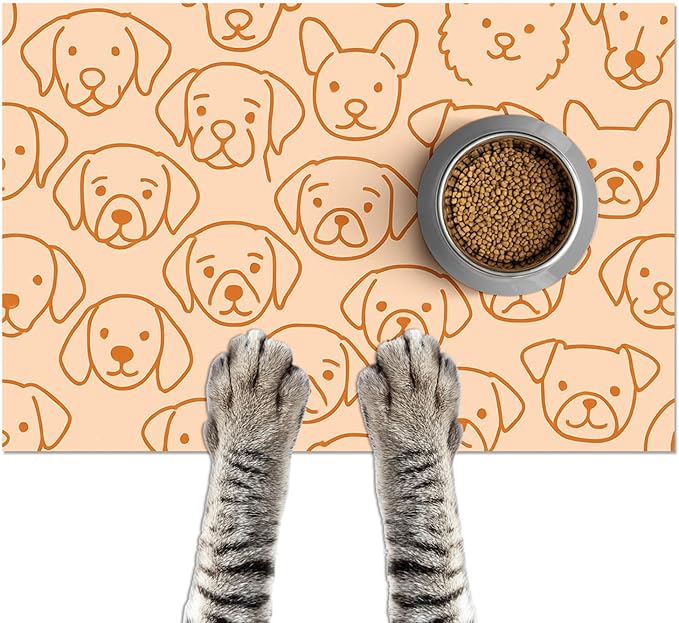 Pet Feeding Mat with Colorful Polka Dot Pattern Design 24" x 16" Dachshund Puppy Food Mat Pet Bowl Mats for Dogs and Cats Cute Non Slip Dogs Feeding Mats for Dog Decor for Home