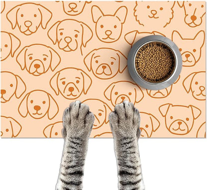 Pet Feeding Mat with Colorful Polka Dot Pattern Design 24" x 16" Dachshund Puppy Food Mat Pet Bowl Mats for Dogs and Cats Cute Non Slip Dogs Feeding Mats for Dog Decor for Home