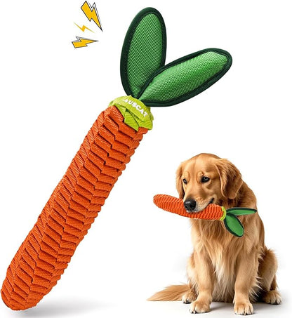 AUSCAT Carrot Dog Toy, Rope Toys for Dogs, Durable Tug of War Toy with Squeaker, Braided Rope Dog Toy, Braided Teething Toys for Small and Medium Dogs, not for Aggressive Chewers