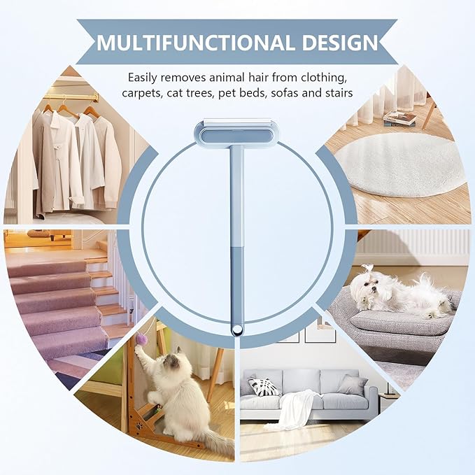 Couch Hair Removal Tool - 4-in-1 Reusable Pet Hair Remover Brush,Multifunctional Long Handle Lint Cleaner for Dogs and Cats,Gentle on Furniture,Washable