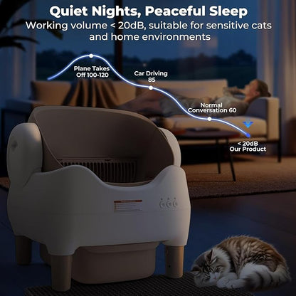 Self Cleaning Litter Box: Automatic Litter Box Self Cleaning with APP Control, Large Capacity for Multiple Cats, Odor Control, Ultra Quiet, Smart Safety Sensors
