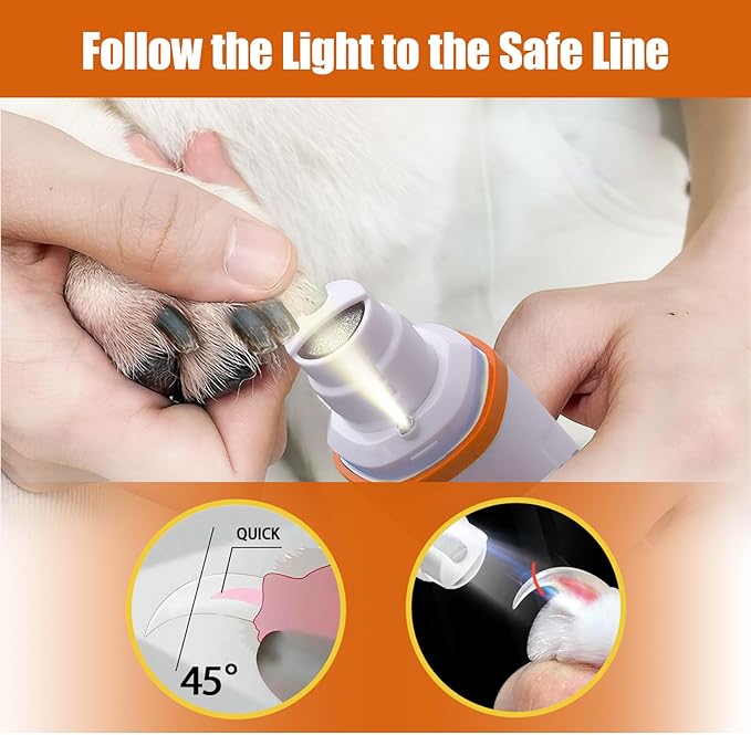 2026 Upgraded Dog Nail Grinder Quiet with LED Light & Low Noise - 3-Speed, 3-Port Professional Dog Nail Trimmer Dogs & Cats, Cordless & Rechargeable