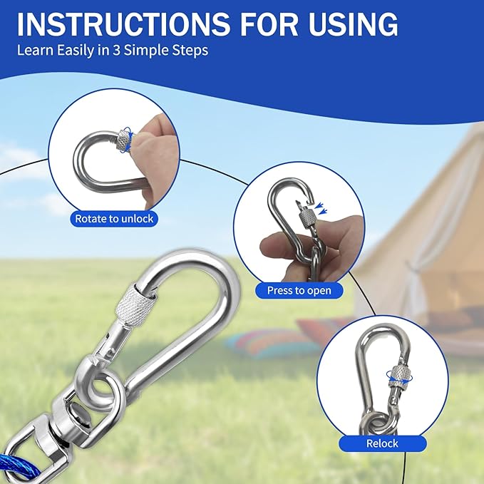 Dog Tie-Out Cable and Stake, 30 FT Heavy Duty Dogs Lead Cable with Detachable Shock Spring, Ideal for Yard, Camping and Beach, Suitable for Small Medium Large