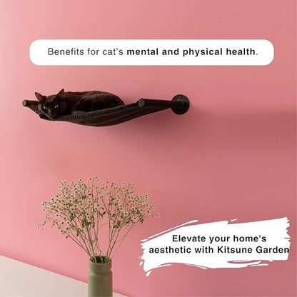 Cat Hammock Wall Shelf, Wall Mounted Furniture for Cat Support up to 33 lb, Black Hammock