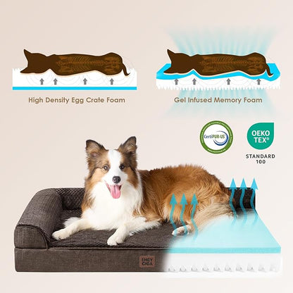 EHEYCIGA Memory Foam Dog Bed Large Size Dogs, Orthopedic Dog Bed Large with Washable Removable Cover, Waterproof Pet Sofa Couch with Nonskid Bottom, 36x27x6, Brown