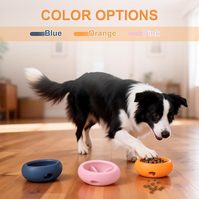 Dog Enrichment Toys, Durable Silicone, Interactive Engagement Slow Feeder Dog Bowls, Pink