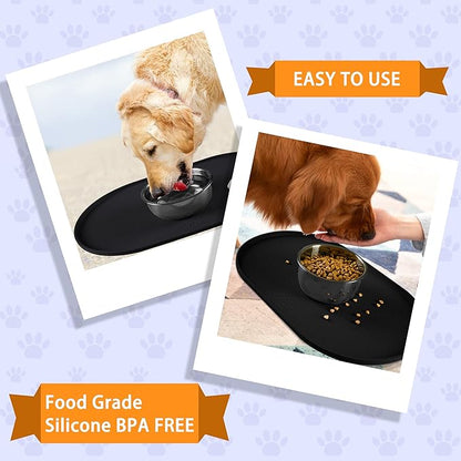 100% Waterproof 1.0" Raised Edge BPA Free Silicone Dog Food Mat, Pet Cat Feeding Mats Contain Spills Protects Floors, Placemats for Cats and Dogs Water Bowl Dishwasher XXL Large.