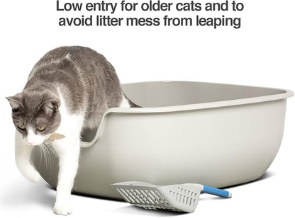 PetFusion BetterBox Non-Stick Large Litter Box, Pet Safe Coating for Easier Cleaning, Open Top Promotes Healthy Usage, Made of Stronger ABS Plastic