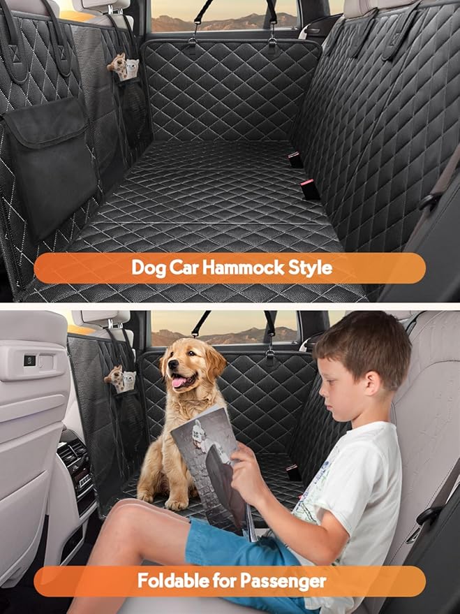 Turosur Car Back Seat Extender for Dogs Waterproof Pet Hammock for SUV Hard Bottom Car Travel Pet Bed Holds 440 lbs